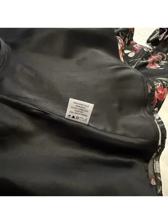 LPA Zelmira Sleeveless Black Floral Midi Ruffle Flounce Dress Sz XS Revolve - Picture 8 of 15